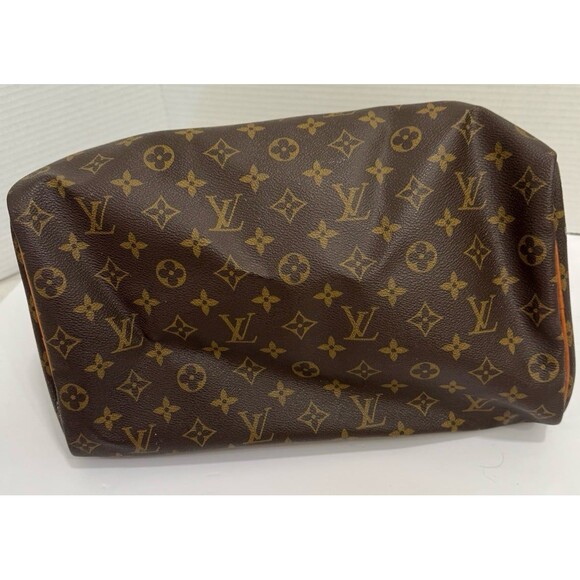 Louis Vuitton Speedy 35 Brown Canvas Monogram LV Satchel Handbag $1700 RP - Picture 10 of 12